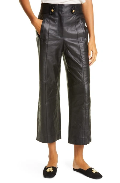 Shop Veronica Beard Agee Crop Leather Pants In Black