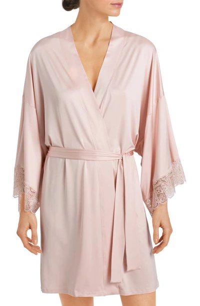 Shop Hanro Wanda Satin Wrap In 1375 - Rose Quartz