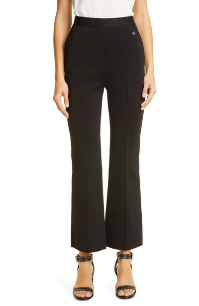 Shop Givenchy Crop Flare Leg Milano Knit Pants In 001 - Black