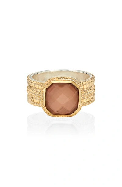 Shop Anna Beck Peach Quartz Cushion Ring In Gold/ Peach