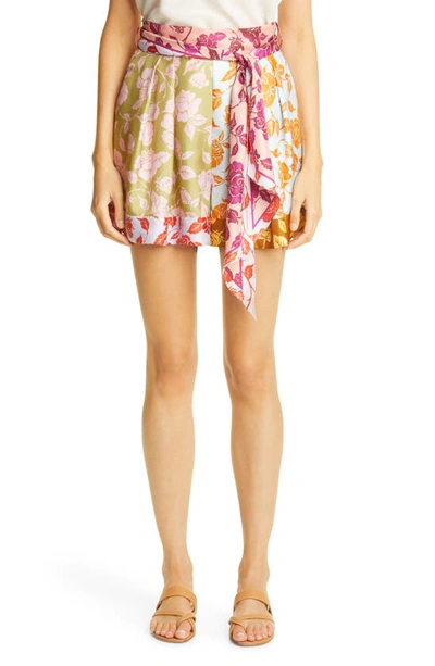 Shop Zimmermann The Lovestruck Floral Silk Shorts In Mixed Roses