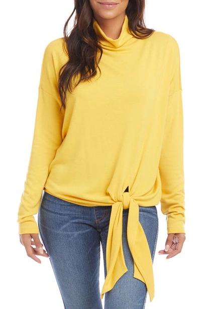 Shop Karen Kane Mock Neck Tie Sweater In Yellow