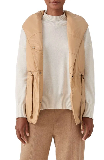 Shop Eileen Fisher Recycled Nylon Hooded Vest In Honey