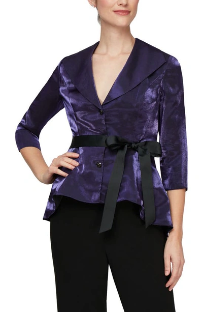 Shop Alex Evenings Three Quarter Sleeve Velvet Blouse In Purple