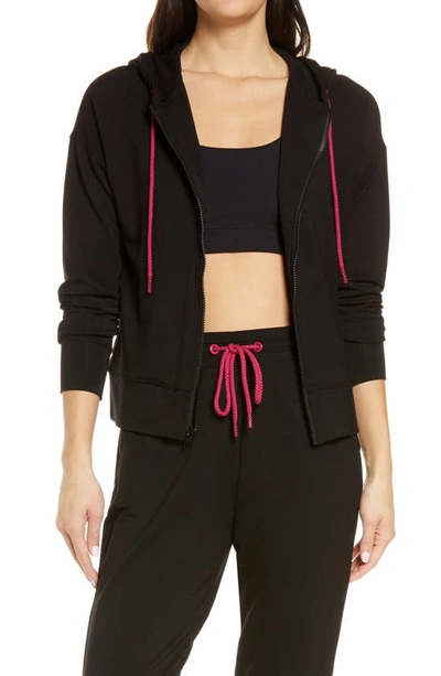 Shop Terez Cozy Full Zip Hoodie In Black