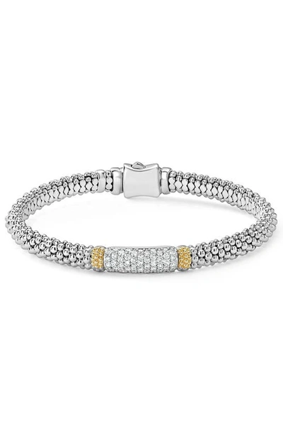 Shop Lagos Caviar Lux Diamond Caviar Bracelet In Silver