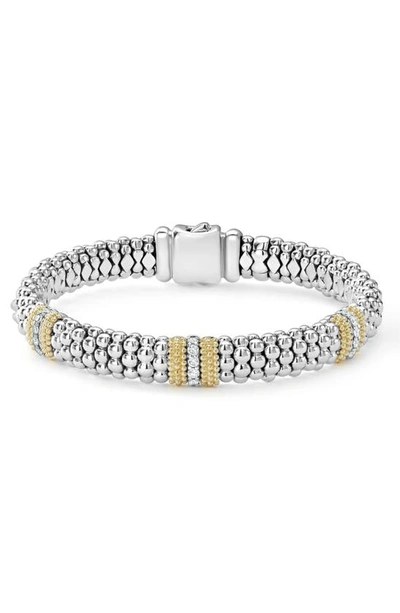 Shop Lagos Caviar Lux Diamond Bracelet In Silver