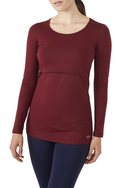 Shop Modern Eternity Maternity/nursing Tee In Burgundy