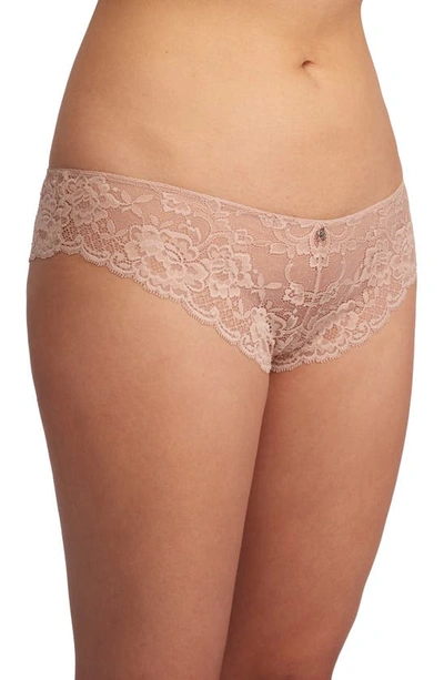 Shop Montelle Intimates Brazilian Lace Panties In Beige