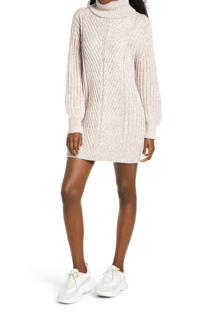 Shop All In Favor Turtleneck Long Sleeve Sweater Dress In Cream Multi