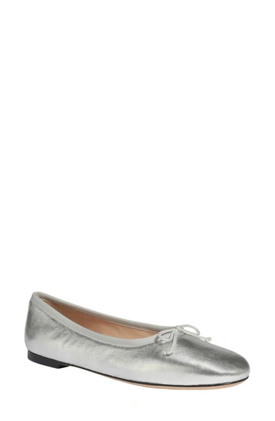 Shop Kate Spade Honey Ballet Flat In Silver Leather