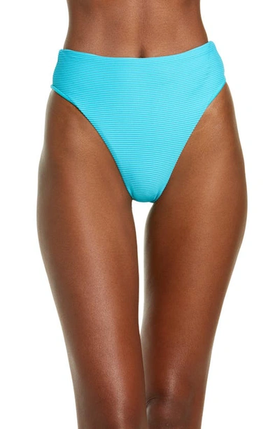 Shop Seafolly Essentials High Waist Bikini Bottoms In Sea Blue