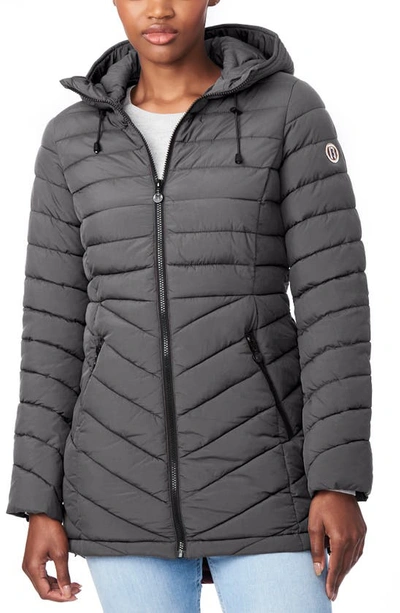 Bernardo Bernado Packable Ecoplume™ Hooded Walker Coat In Charcoal |  ModeSens