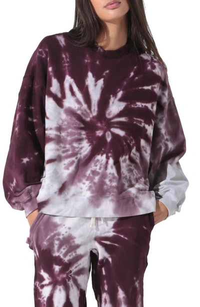 Shop Electric & Rose Neil Tie Dye Sweatshirt In Wave Wash Thunder/ Viola
