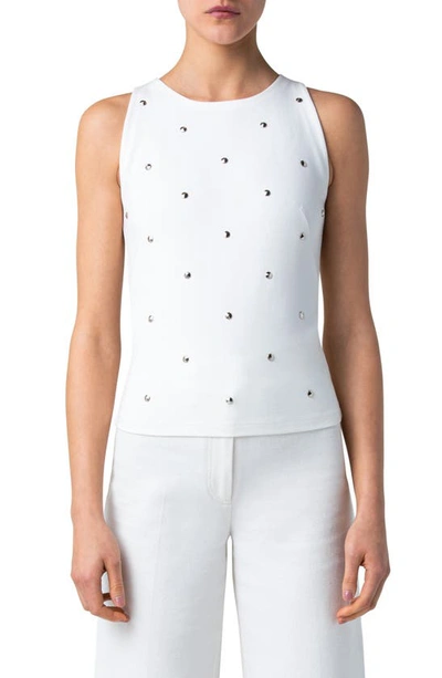 Shop Akris Punto Stud Detail Knit Shell In Cream