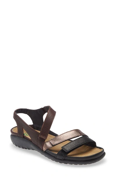 Shop Naot Whetu Water Repellent Sandal In Black / Radient Copper Leather