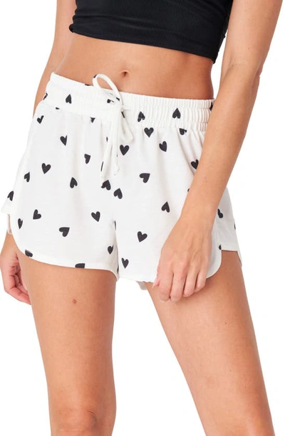 Shop Onzie Divine French Terry Lounge Shorts In Black Hearts