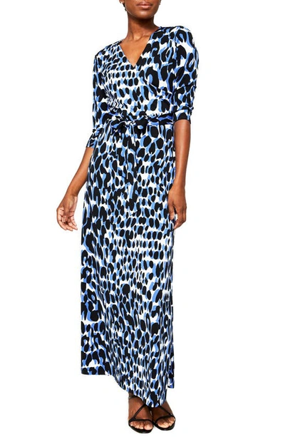 Shop Leota Perfect Wrap Maxi Dress In Painterly Leopard