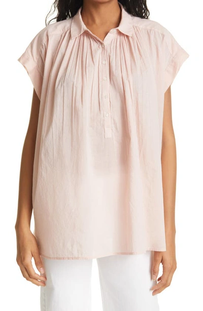 Shop Nili Lotan Normandy Gathered Yoke Blouse In Dusty Pink