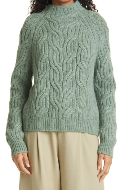 Shop Vince Twisted Chain Mock Neck Sweater In Heather Jadeite
