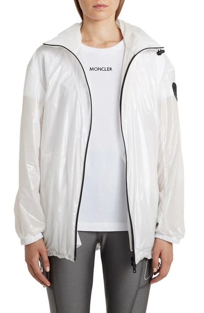 Shop Moncler Melucta Back Logo Packable Hooded Jacket In White