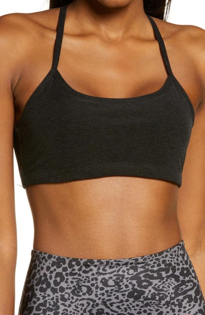 Shop Beyond Yoga Space Dye Slim Racerback Sports Bra In Darkest Night