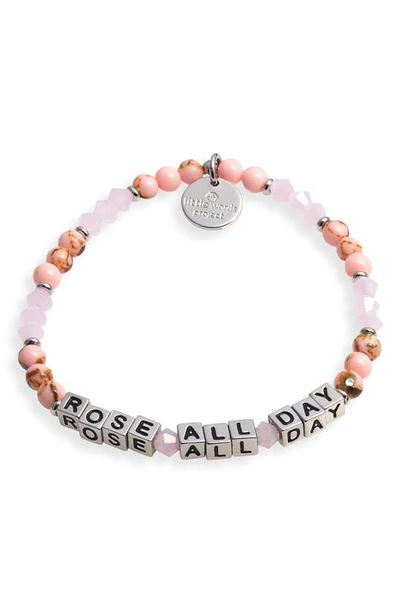 Shop Little Words Project Rose All Day Beaded Stretch Bracelet In Pink