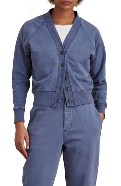 Shop Alex Mill Davie Fleece Cardigan In Dusty Blue