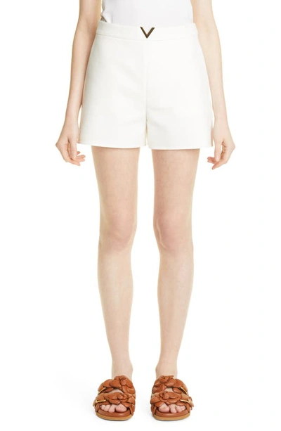 Shop Valentino Vgold Cotton Blend Shorts In White