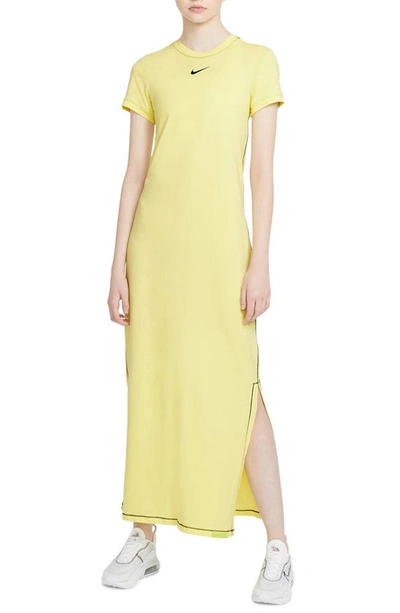 Shop Nike Sportswear Icon Clash Maxi Dress In Light Yellow/ Black