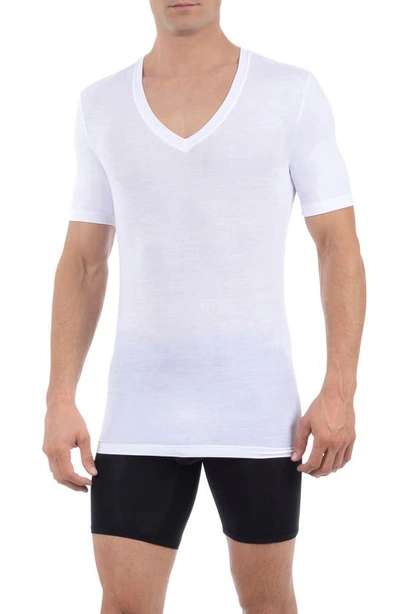 Shop Tommy John Second Skin Micromodal Deep V-neck Undershirt In White