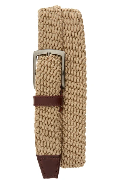 Shop Johnston & Murphy Stretch Knit Belt In Tan