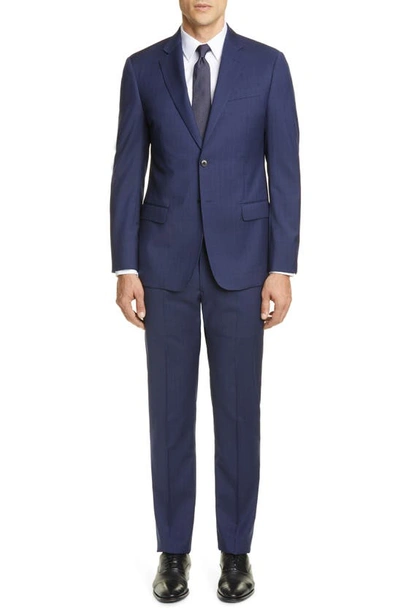 Shop Emporio Armani G Line Trim Fit Solid Wool Suit In Blue