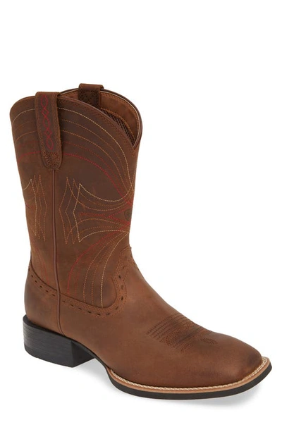 Shop Ariat 'sport' Leather Cowboy Boot In Distressed Brown