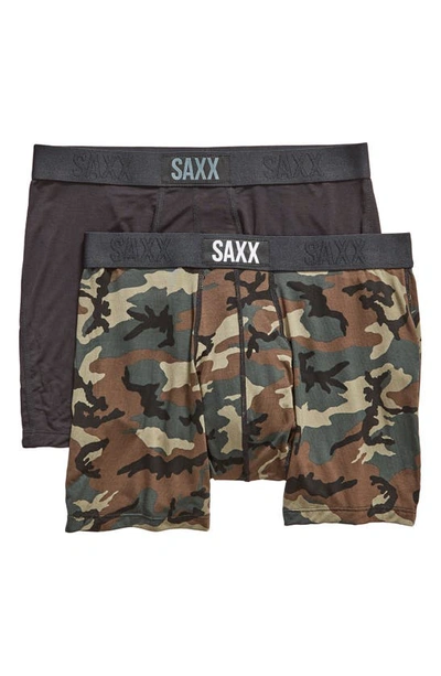 Shop Saxx Vibe 2-pack Slim Fit Boxer Briefs In Black/wood Camo