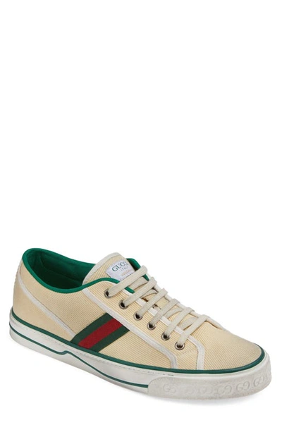 Shop Gucci Web Canvas Low Top Sneaker In White