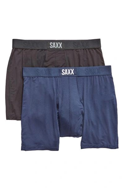 Shop Saxx Assorted 2-pack Ultra Relaxed Fit Boxer Briefs In Black/navy