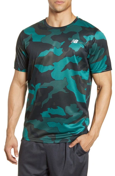 Shop New Balance Accelerate Crewneck T-shirt In Mirage Green/ Black