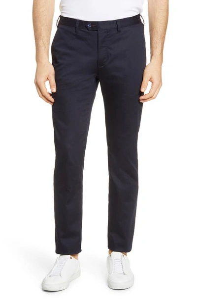 Shop Ted Baker Slim Fit Smart Satin Chino Pants In Navy