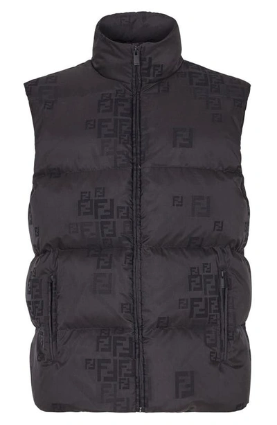 Shop Fendi Logo Down Puffer Vest In Black