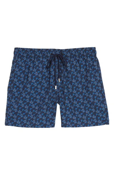 Shop Bugatchi Fish Print Swim Trunks In New Navy