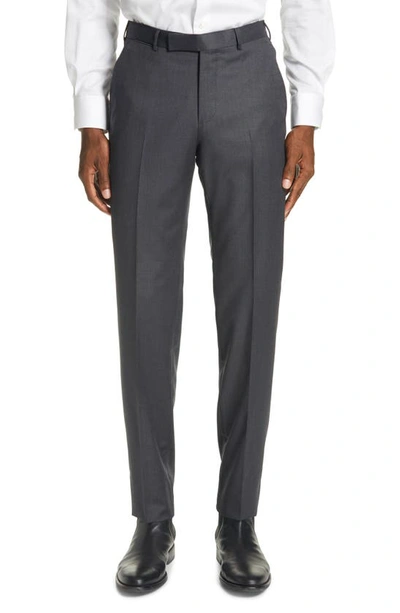 Shop Ermenegildo Zegna Micronsphere Classic Fit Wool Dress Pants In Charcoal