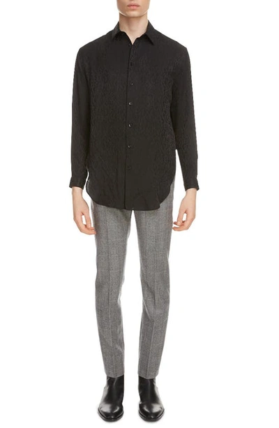 Shop Saint Laurent Silk Jacquard Shirt In Black