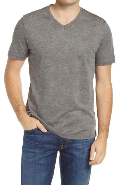 Shop Robert Barakett London Print V-neck T-shirt In Grey