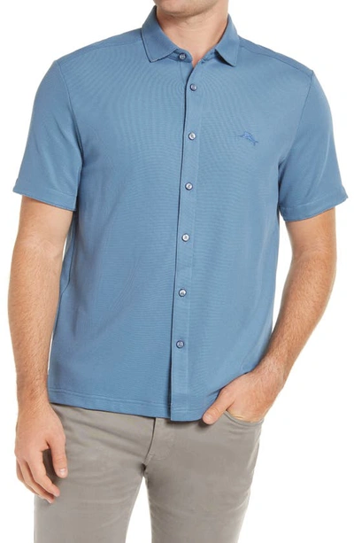 Shop Tommy Bahama Five O'clock Short Sleeve Pique Button-up Shirt In Oslo