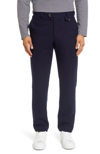 Shop Oliver Spencer Flat Front Wool & Cotton Pants In Navy