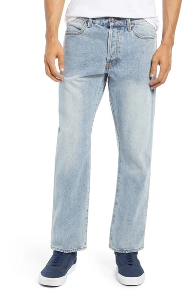 Shop Rvca New Dawn Modern Straight Fit Jeans In Stone Blue