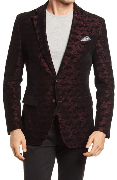 Shop Robert Graham Hoyle Classic Fit Camo Velvet Dinner Jacket In Merlot