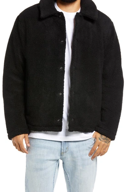 Shop Topman Shetland Coach Borg Fleece Jacket In Black