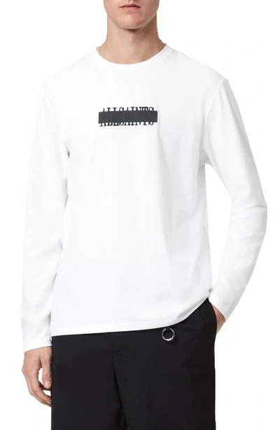 Shop Allsaints Stamp Laminate Long Sleeve Graphic Tee In Optic White